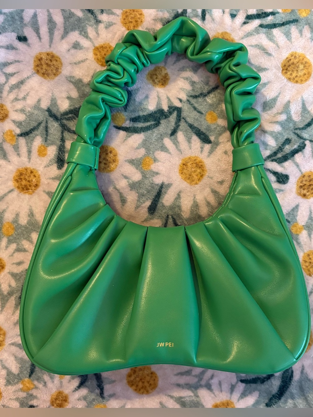 JW PEI Bright Green Ruched Handle Shoulder Bag